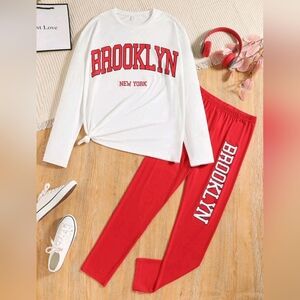 Teen Girl Letter Graphic Tee & Leggings Set